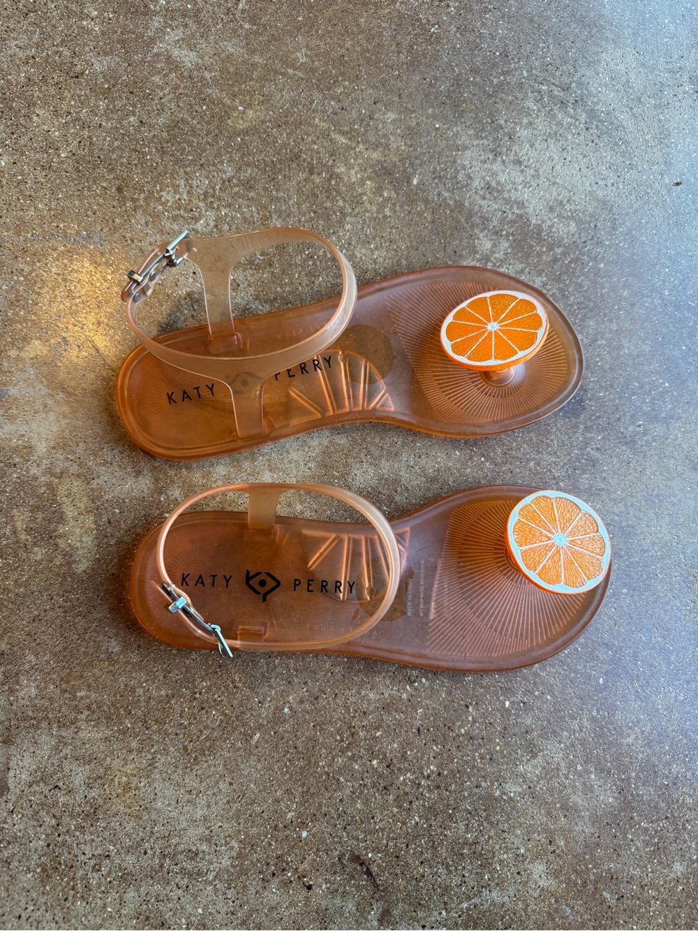 Katy Perry Collections Orange Jelly Sandals with Citrus Charm